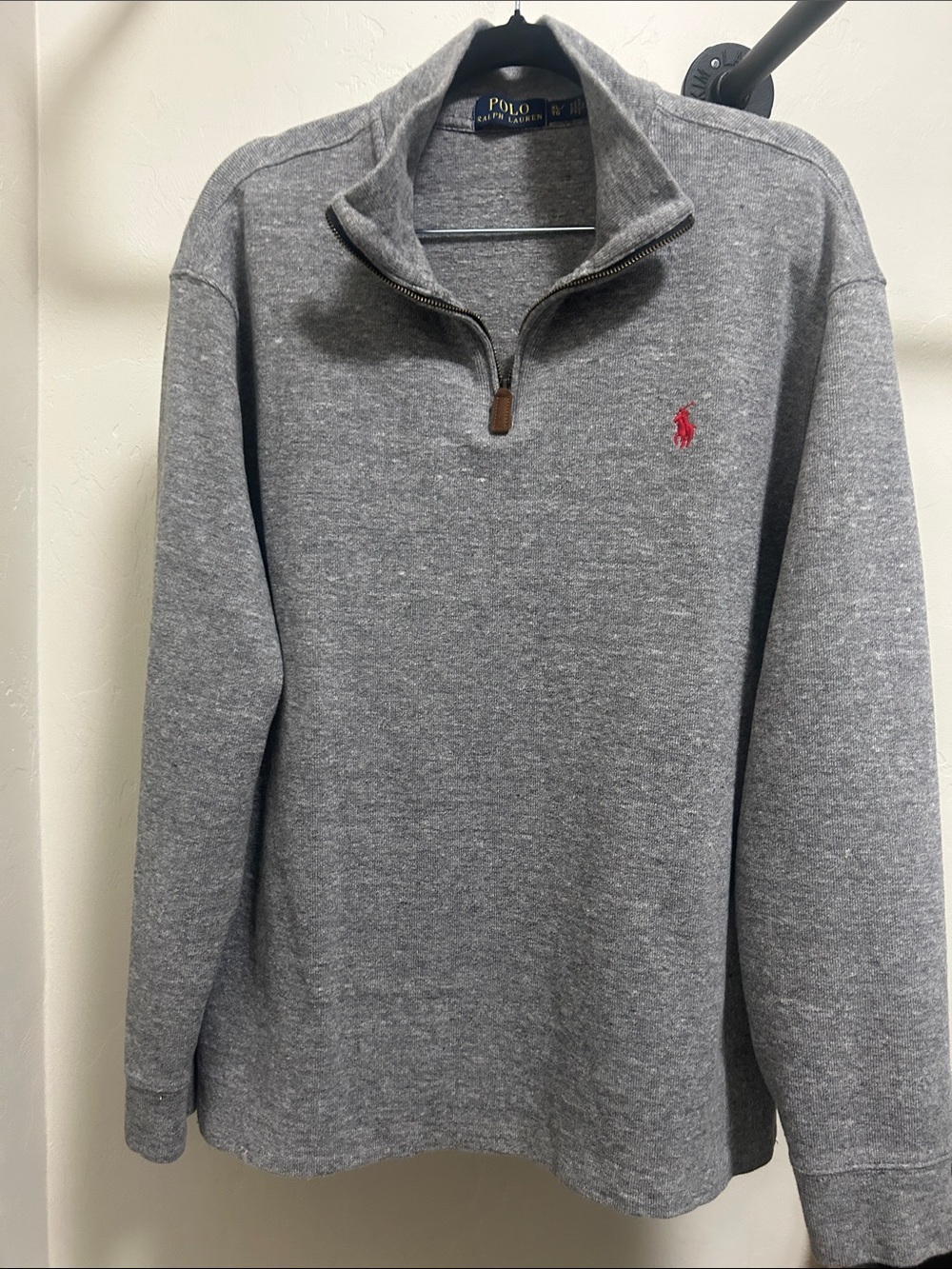 Ralph Lauren Gray Heather Crewneck with Red Pony